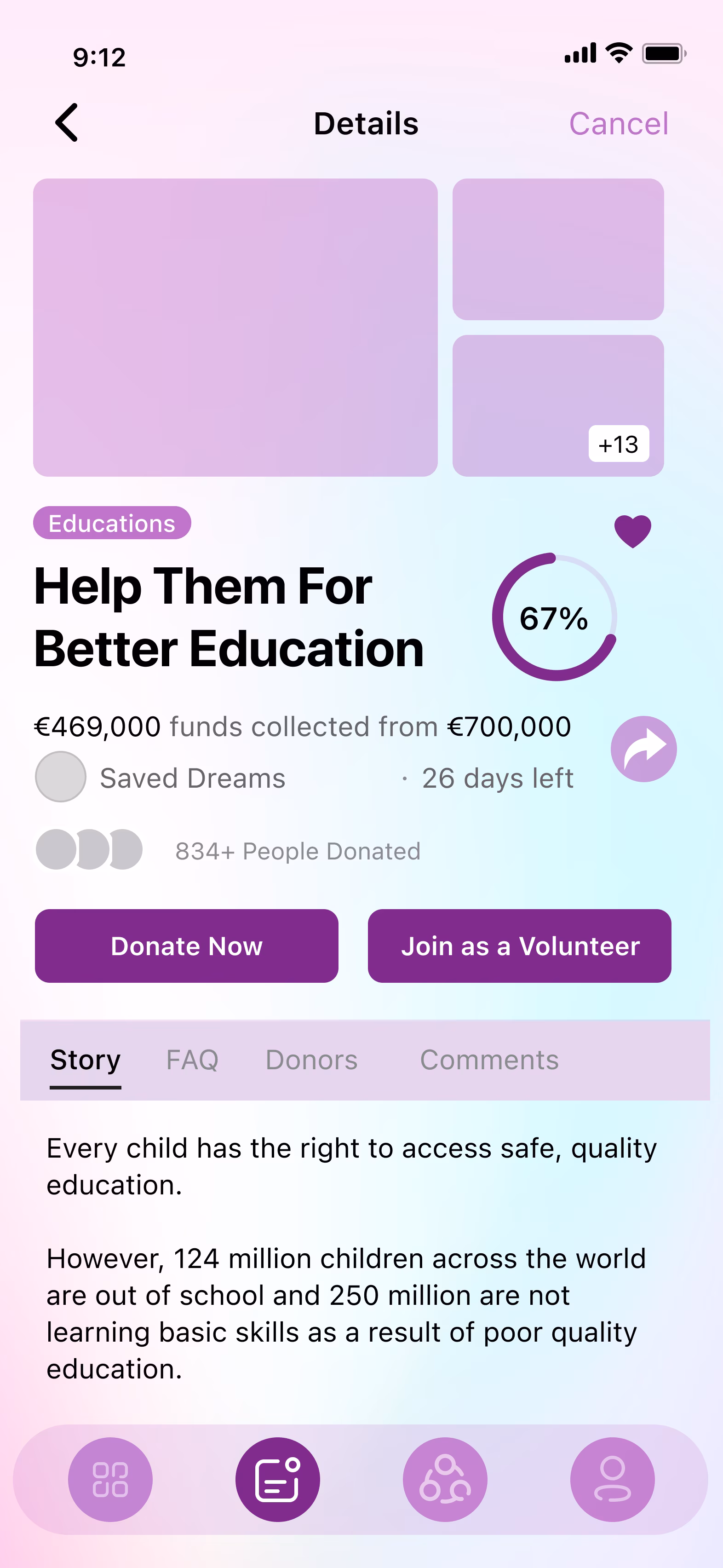 Daily Angel cause details screen